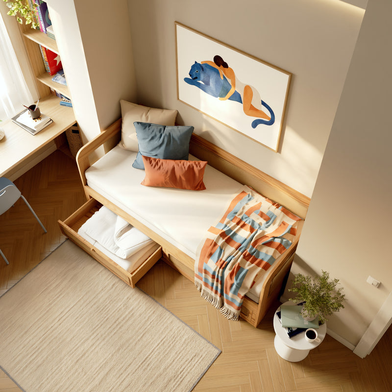 Rotin tressé,Avec 2 matelas adaptés